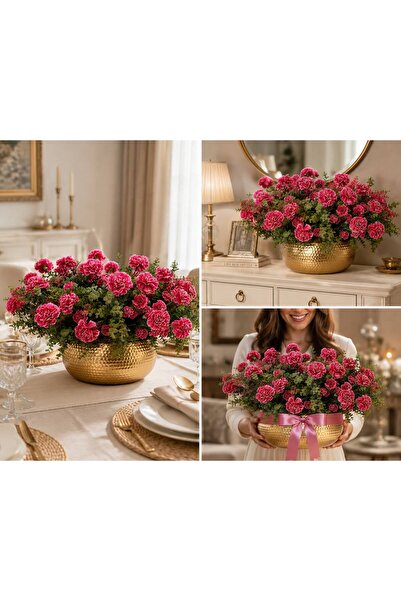 Genel Markalar Pink MajestyKaranfil Yapay Çiçek Aranjmanı – Dekoratif Masa Çi...
