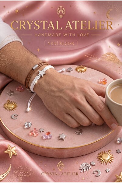 Crystal Atelier White Star Adjustable Macrame Bracelet Unisex Knitted Lucky Bracelet