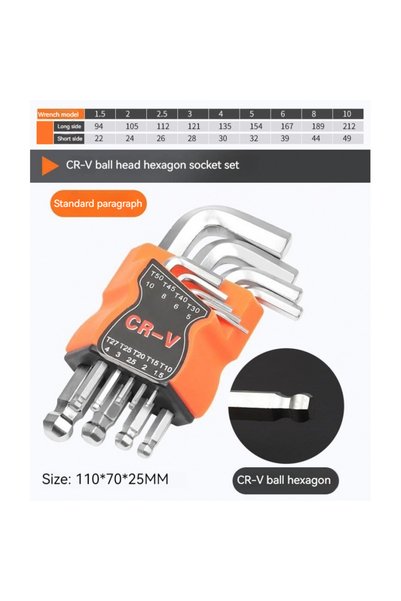 Choice NO.6-1 9PCS L Type Double-End Screwdriver Hex Wrench Set Allen Key Hex...