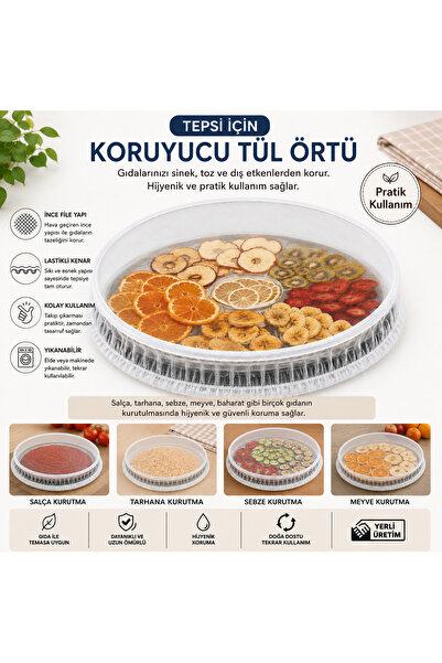 Magiclady 75 * 75 Tepsi Koruyucu Tül Örtü Lastikli Yıkanabilir