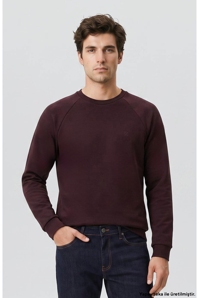 Network Bordo Bisiklet Yaka Basic Sweatshirt