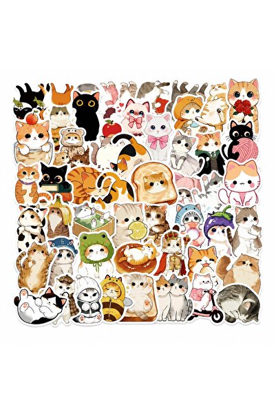 Flippy Set 50 Stickere Decorative, Flippy, Modele Pisici Cartoon Dragute, Imp...