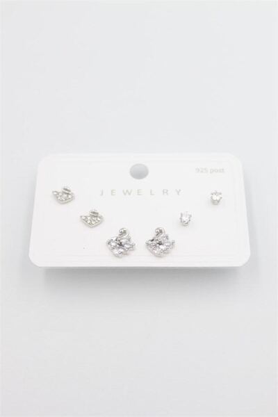 Ethab Ticaret Glb-Stl41414 Multiple Set Earrings - Silver