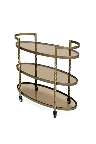 Telal Luxurious Oval Copper-Colored Hospitality Cart from Talal Najd