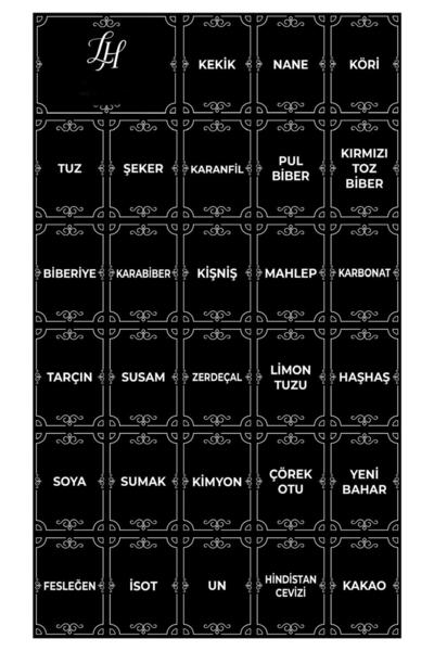 LİNGO HOME Spice Labels 28 Pieces Black Color - Water Resistant