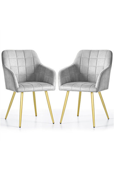 Akord Furniture Factory Set de 2 scaune tapițate din catifea LUXANO, cusături...