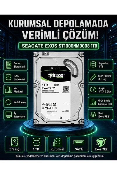 DİSK BANK 1 TB EXOS 3.5 İnç ST1000NM0008 Sunucu, Veri Merkezi ve RAID Sistemi Diski