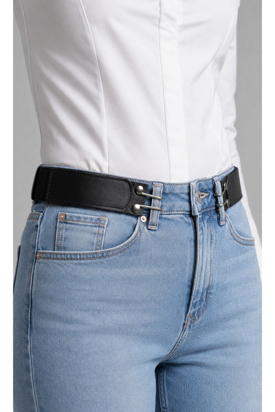 Livize 2-Piece Black Hooked Flexible Belt Alternative Elastic Belt Attached t...