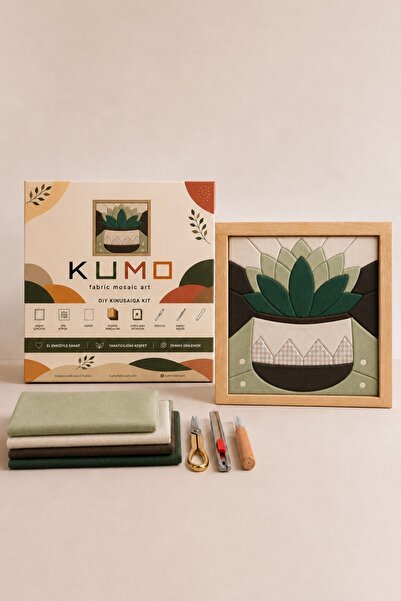 KUMO fabric mosaic art Sukulent Kinusaiga Hobi Seti – Dikişsiz Kumaş Mozaik S...