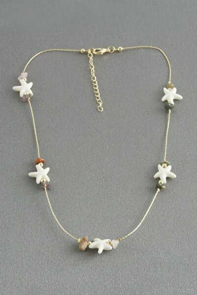 Generic Brand Starfish Broken Natural Stone Necklace - Brown