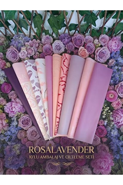 hobidaşım ROSALAVENDER – 10'lu Lüks Lila-Pembe Çiçek Buketi Ambalajı ve Çocuk...