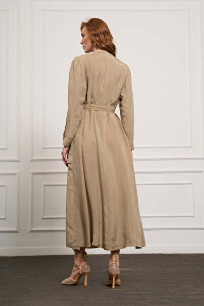 MissWhence Button-Detail Cupro Dress