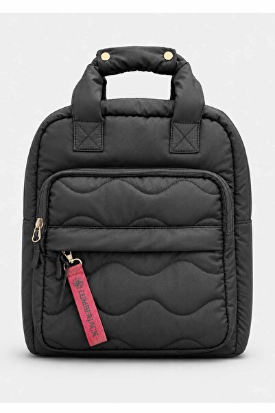 lumberjack Kadın Siyah Sırt Çantası Anahtarlık Hediyeli Kapitone Günlük El ve Sırt Çantası 36x28x13 cm LMBR-2026