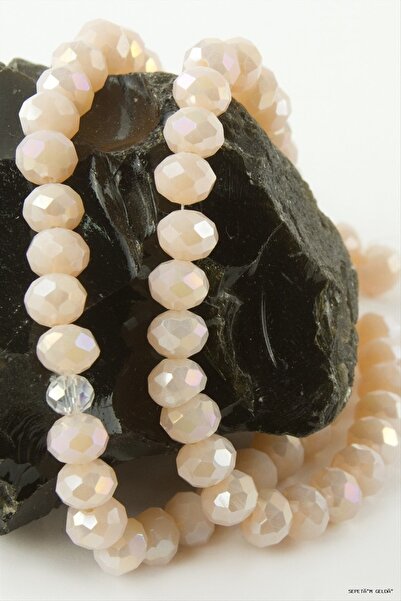ZERO LAND Spt-Gld Colored Crystal String Stone 8 (101338) mm Cream