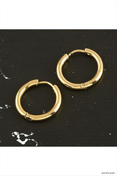 ZERO LAND Spt-Gld Steel Hoop Earrings 1.5 (110434) cm Yellow