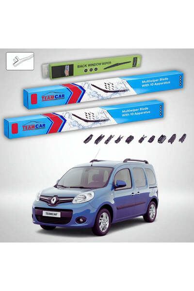 TEAMCAR Wipers Renault Kangoo II Hayon 2008-present | Front and Rear Set Flat...