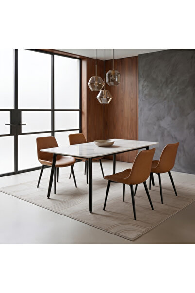 Baytonia Folio Dining Table Set - 4 People - Brown and Multicolor