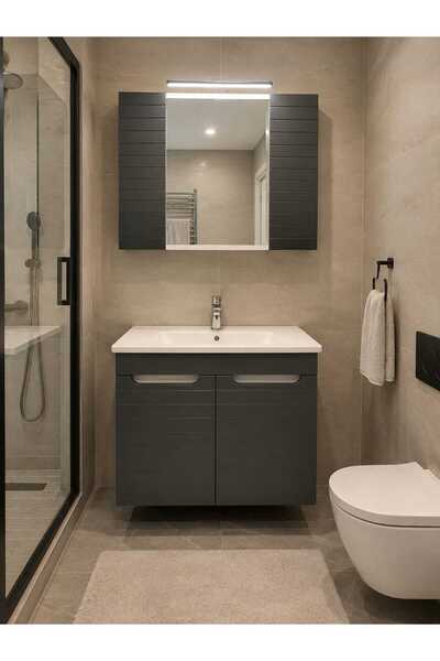 Genel Markalar DEFNE 80CM ANTRASİT BANYO DOLABI