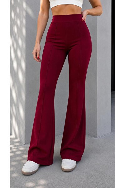 ModaMania Women's Crepe High Waist Spanish Flare Pants