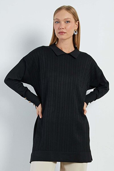 Fulla Moda Fullamodest Τζακάρ Τουνίκ με Γιακά Πόλο