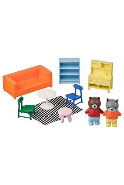 OEM Mobilier+figurine căsuță păpuși cameră de zi/bucătărie multicolor HUSET Joc