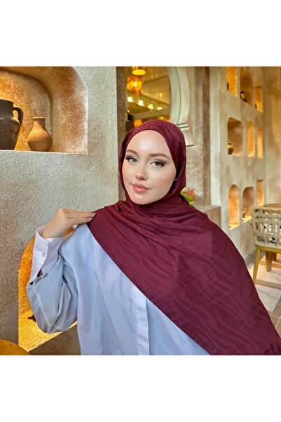 Rise Scarf Su Yolu Desen Pamuk Jakar Şal Bordo