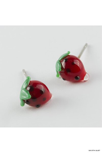 ZERO LAND Spt-Gld Strawberry Glass (113220) Earrings Red