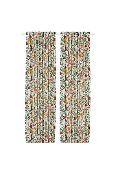 OEM Draperii, 2buc 145x300 cm alb multicolor/model floral rjns VILDPERSILJA D...
