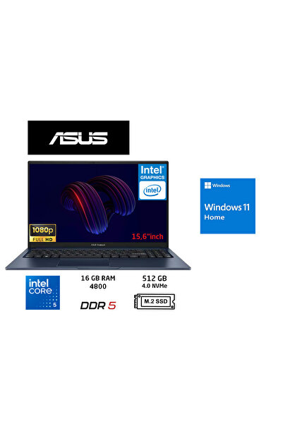 ASUS Vivobook 15 X1504VA Intel Core 5 120U 16gb DDR5 512GB SSD Windows 11 Hom...