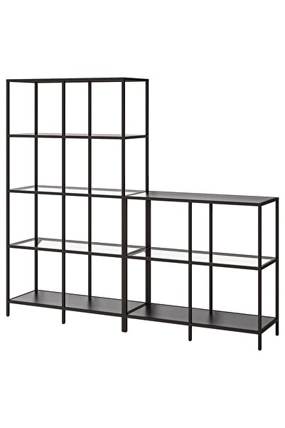 OEM Ansamblu depozitare 200x36x175 cm negru-maro/sticlă VITTSJÖ Etajere
