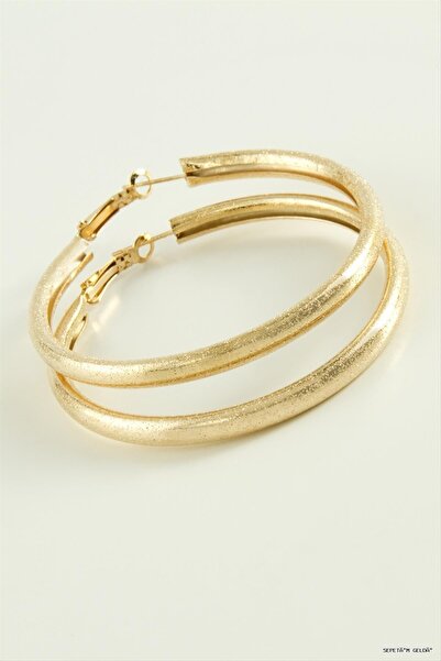 ZERO LAND Spt-Gld Silvery Tube Hoop Earrings 5.5 (144341) cm Yellow