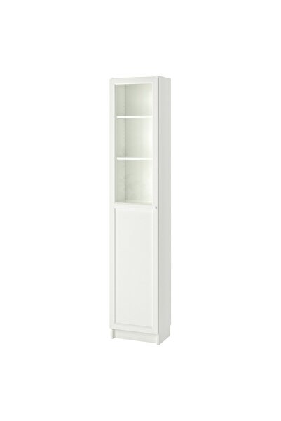 OEM Bibliotecă+panou/uşă sticlă 40x30x202 cm alb/sticlă BILLY / OXBERG Biblio...