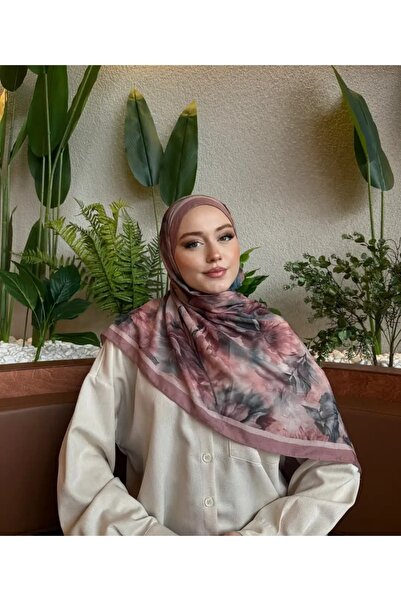 Rise Scarf Manolya Desen Pamuk Kraş Şal Gül kurusu
