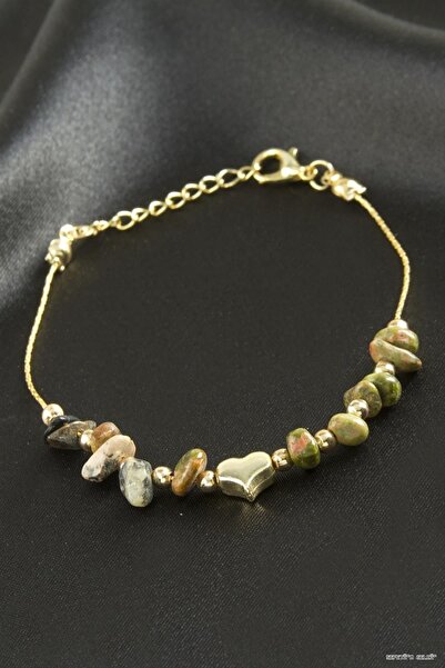 ZERO LAND Spt-Gld Indian Agate Cracked Natural Stone (110736) Bracelet Green