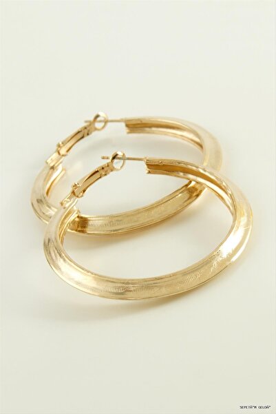 ZERO LAND Spt-Gld Oval Hoop Earrings 4 (111513) cm Yellow