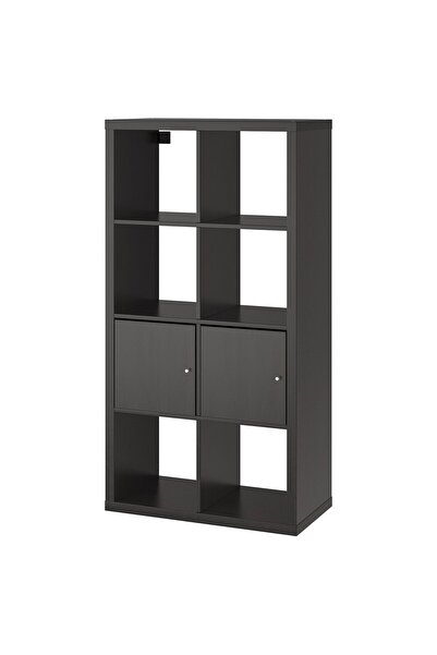 OEM Etajeră cu uşi 77x147 cm negru-maro KALLAX Etajere