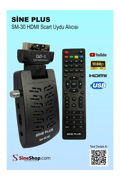 Sine Plus SM-30G Scart - HDMI HD Uydu Alıcısı-HDMI Çıkışı / SCART Çıkışı