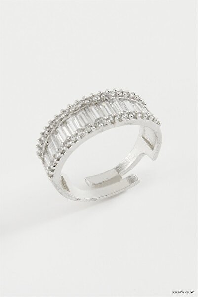ZERO LAND Spt-Gld Baget Zircon Stone Ring (112418) Silver Color