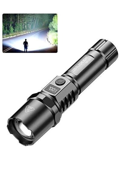 Generic مصباح يدوي LED قابل لإعادة الشحن للتخييم، مقاوم للماء والصدمات، 9 أوض...