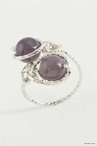 ZERO LAND Spt-Gld Ceyt Natural Stone Ring (114525) Silver Color