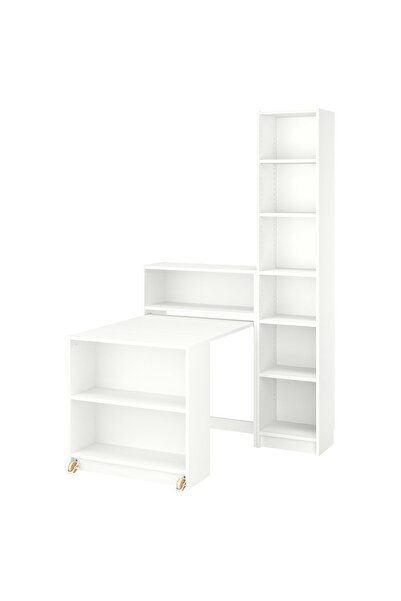 OEM Combinație bibliotecă+masă pliabilă 120x202 cm alb BILLY Biblioteci