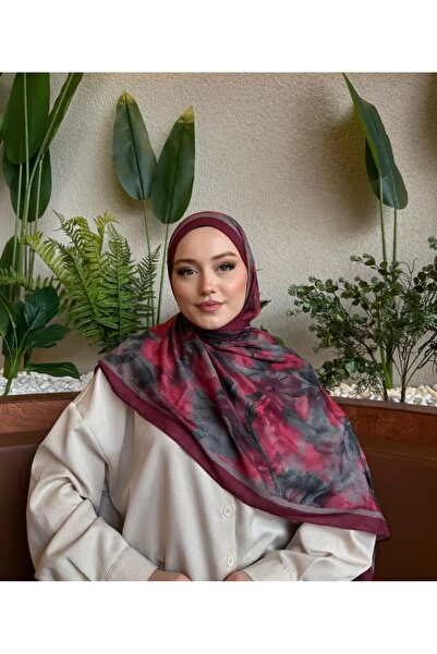 Rise Scarf Manolya Desen Pamuk Kraş Şal Nar çiçeği
