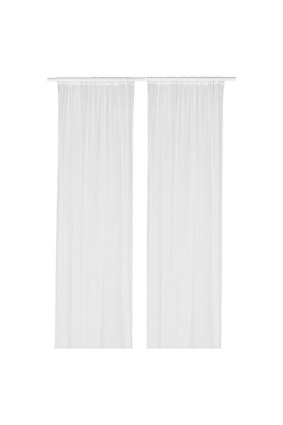 OEM Perdele, set 2 buc 280x300 cm alb/cu tiv pentru baghetă LILL Perdele