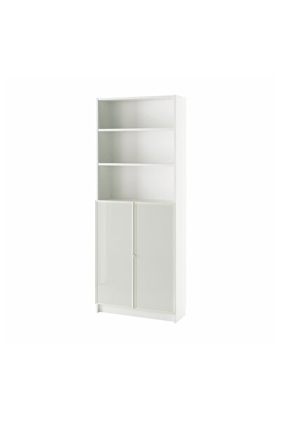 OEM Bibliotecă cu uși sticlă 80x30x202 cm alb BILLY / HÖGBO Biblioteci
