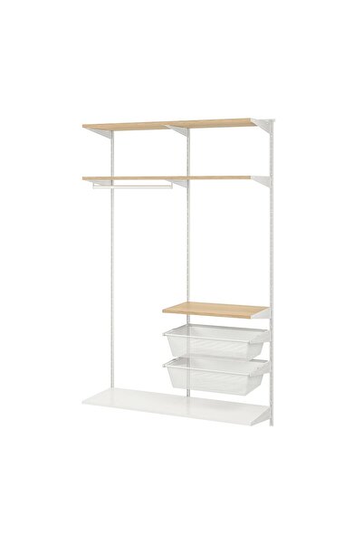 OEM Combinație dulap 125x40x201 cm alb/stejar BOAXEL Combinaţii de depozitare...