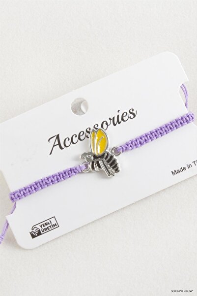 ZERO LAND Spt-Gld Bee Macrame Braided Bracelet (110858) Lilac