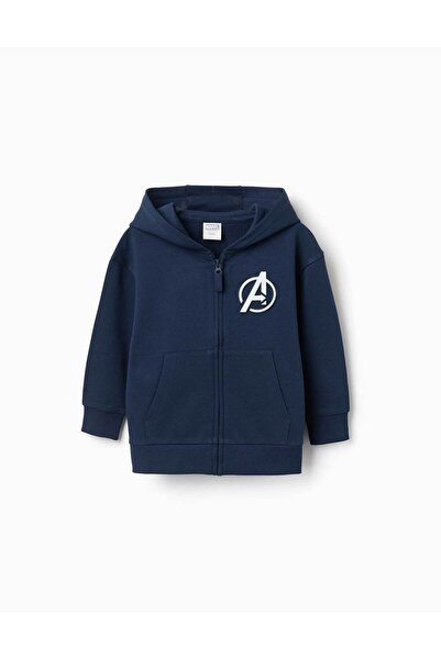 Ziddy Hooded Cotton Jacket For Boys, Navy Blue