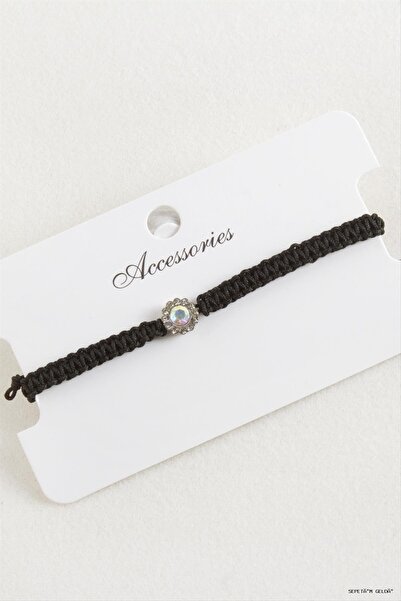 ZERO LAND Spt-Gld Flower Stone Macrame Braided Bracelet (110945) Silver Color