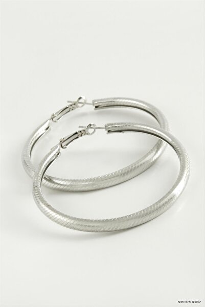 ZERO LAND Spt-Gld Dotted Tube Hoop Earrings 4.5 cm (111547) Silver Color