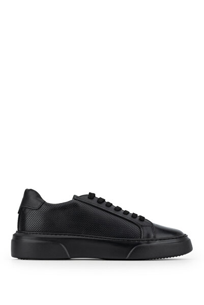 Tamer Tanca Men's Genuine Leather Black Sneakers & Sports Shoes